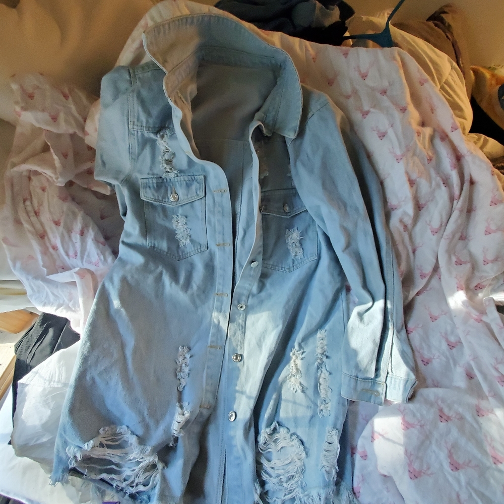 Blue ripped Jean jacket